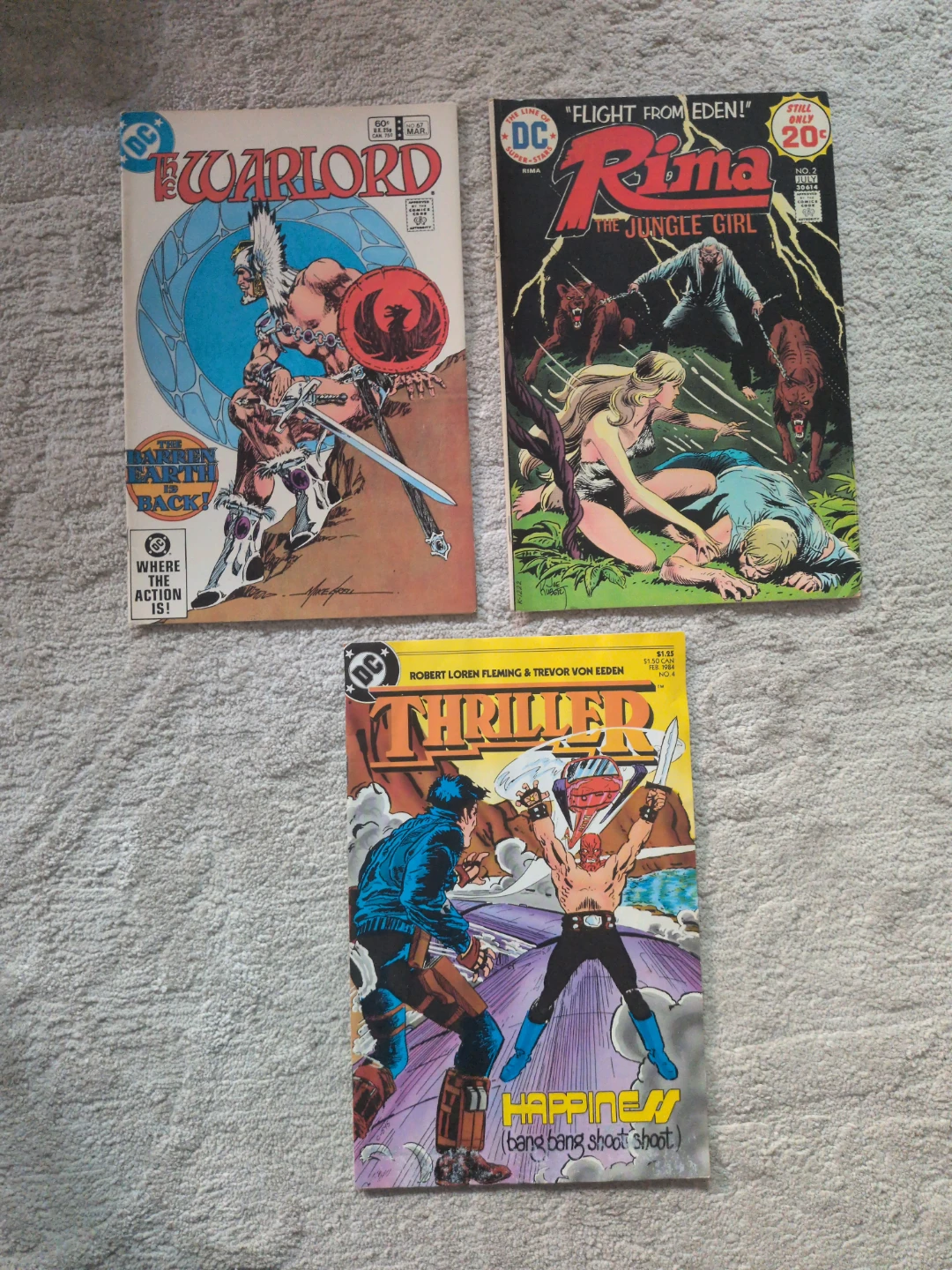 DC Comics The Warlord, Rima, and Thriller Comic Books