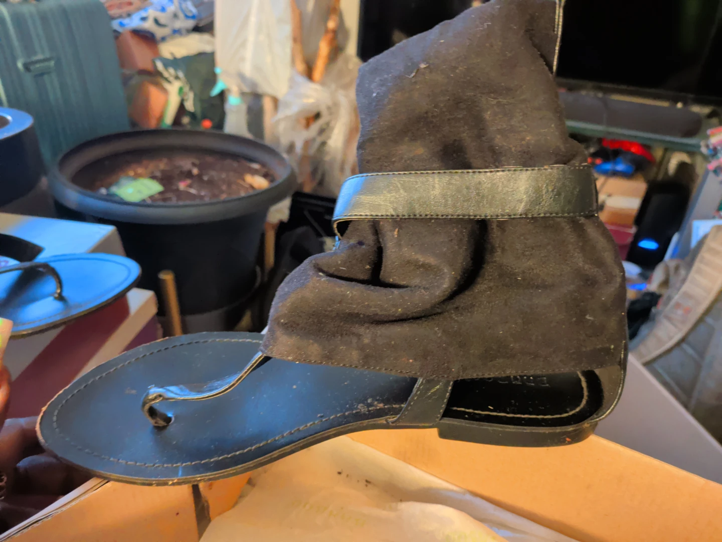 Black Wedge Sandals with Fabric Detail - photo 2