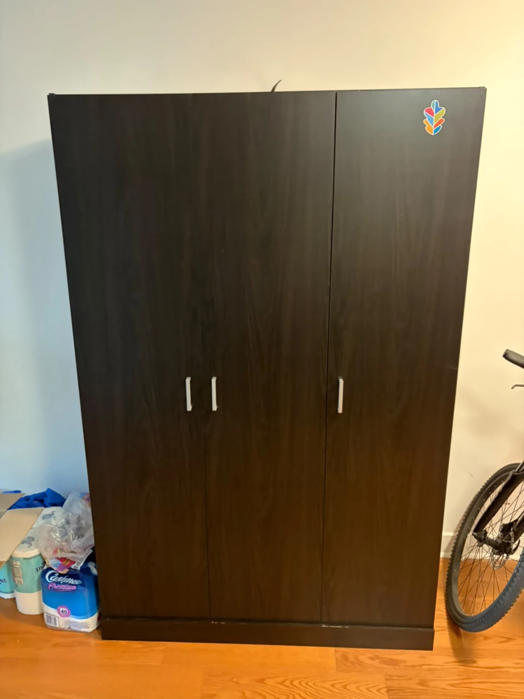Dark Wood 3-Door Wardrobe