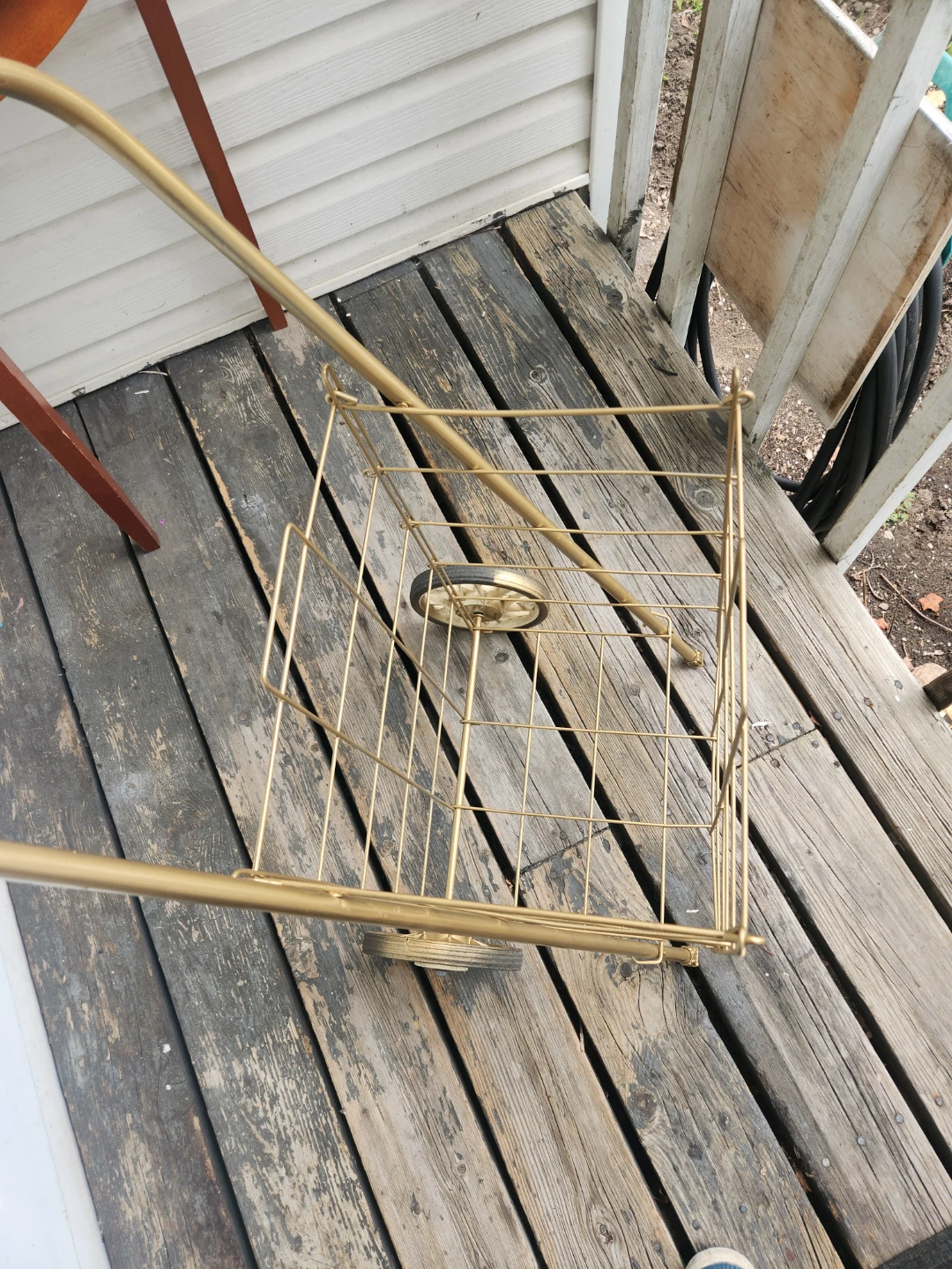Vintage Gold Metal Shopping Cart - photo 3