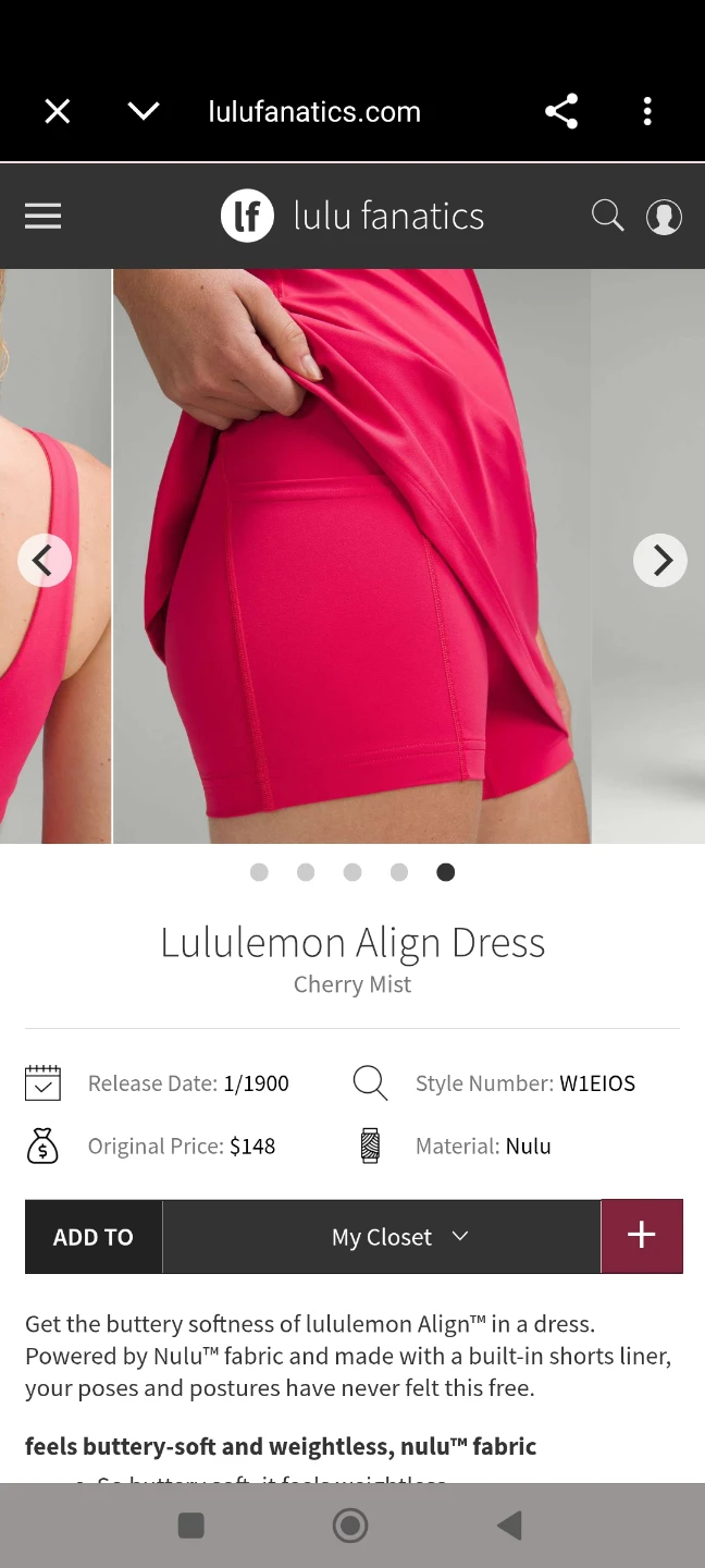 Lululemon Align Dress Cherry Mist - photo 2