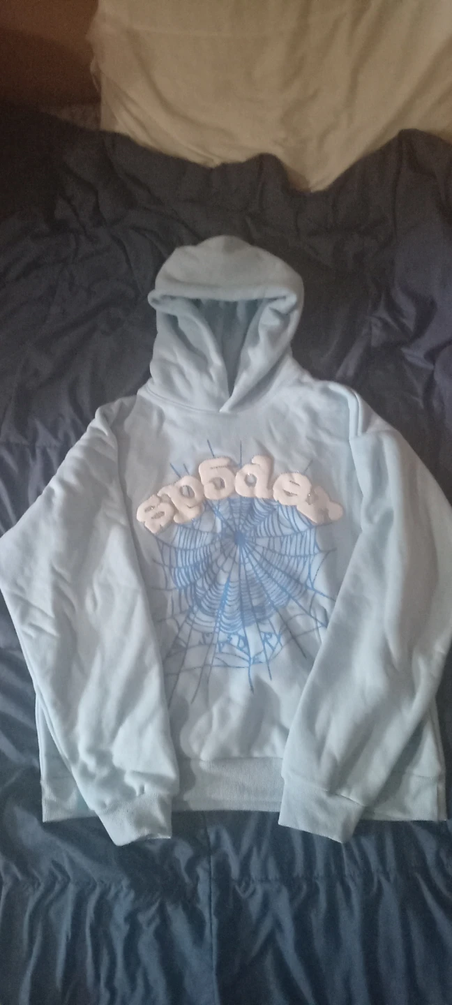 Sp5der hoodie sky blue large