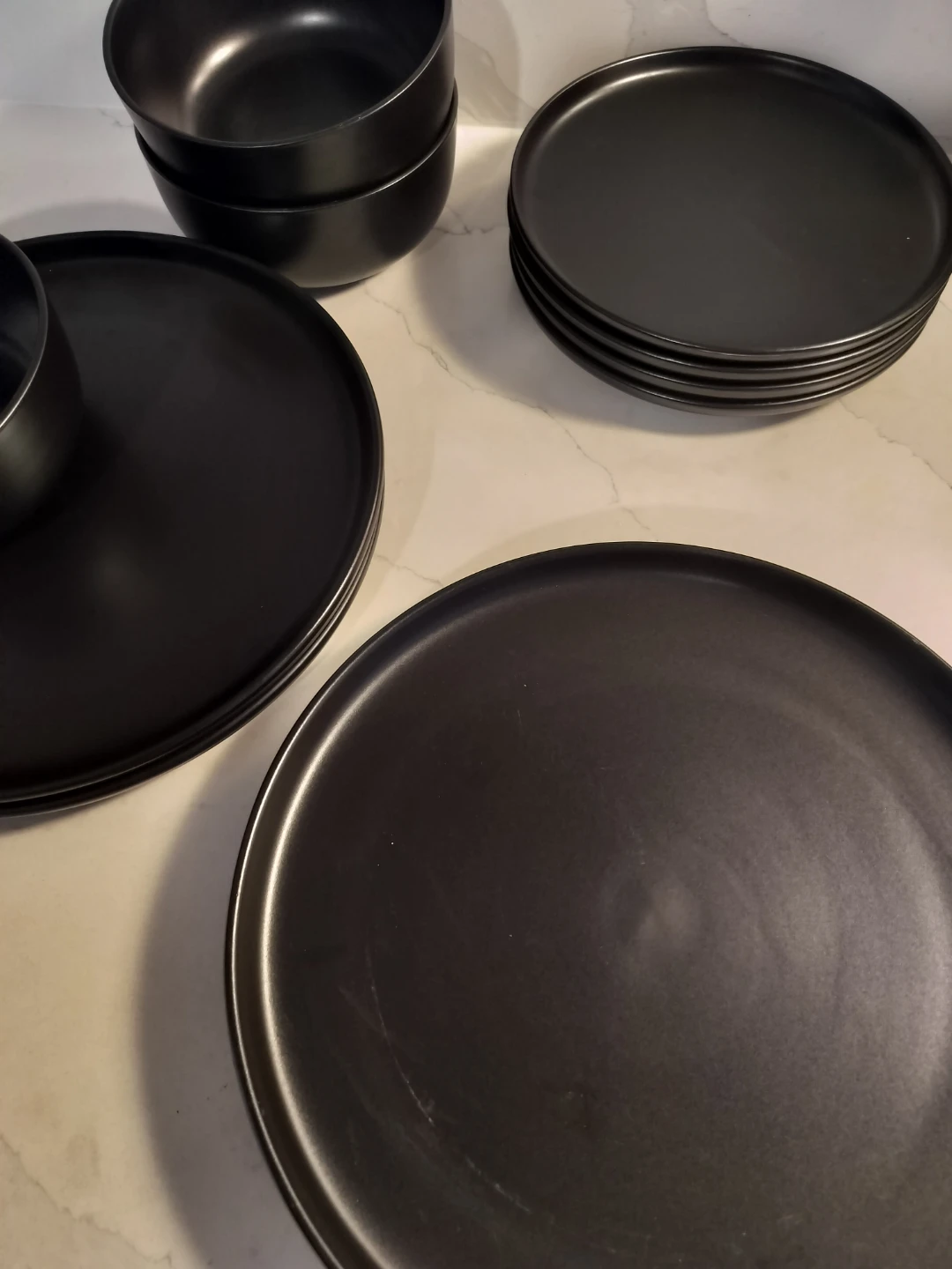 Black Dinnerware Set - Plates and Bowls