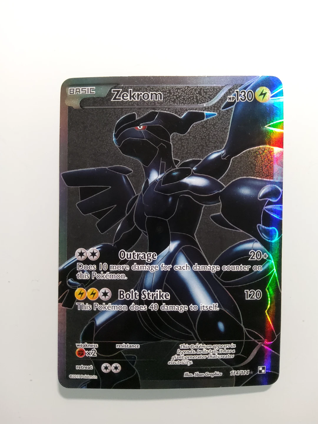 Zekrom 114/114 2011 Black & White Base Set Pokemon Card Full Art