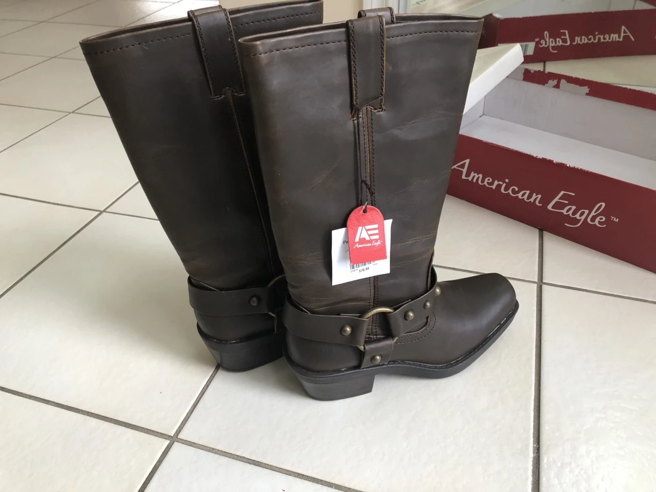 American Eagle Brown Leather Harness Boots - Size 7 - photo 2