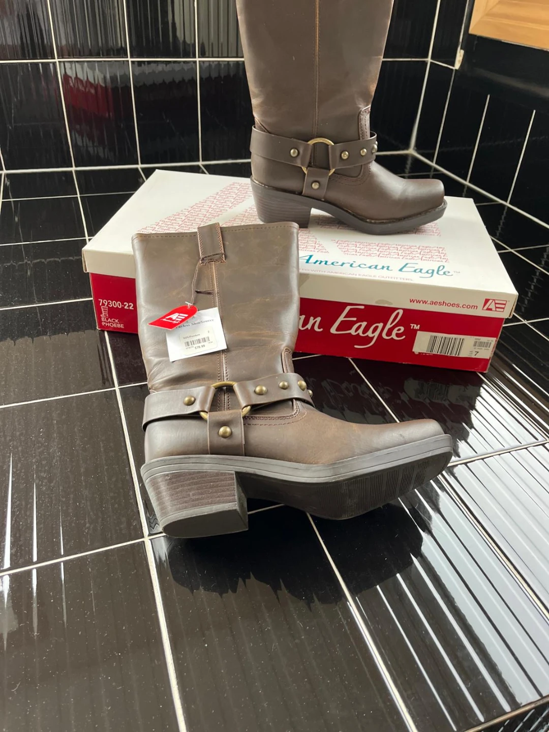 American Eagle Brown Leather Harness Boots - Size 7 - photo 4