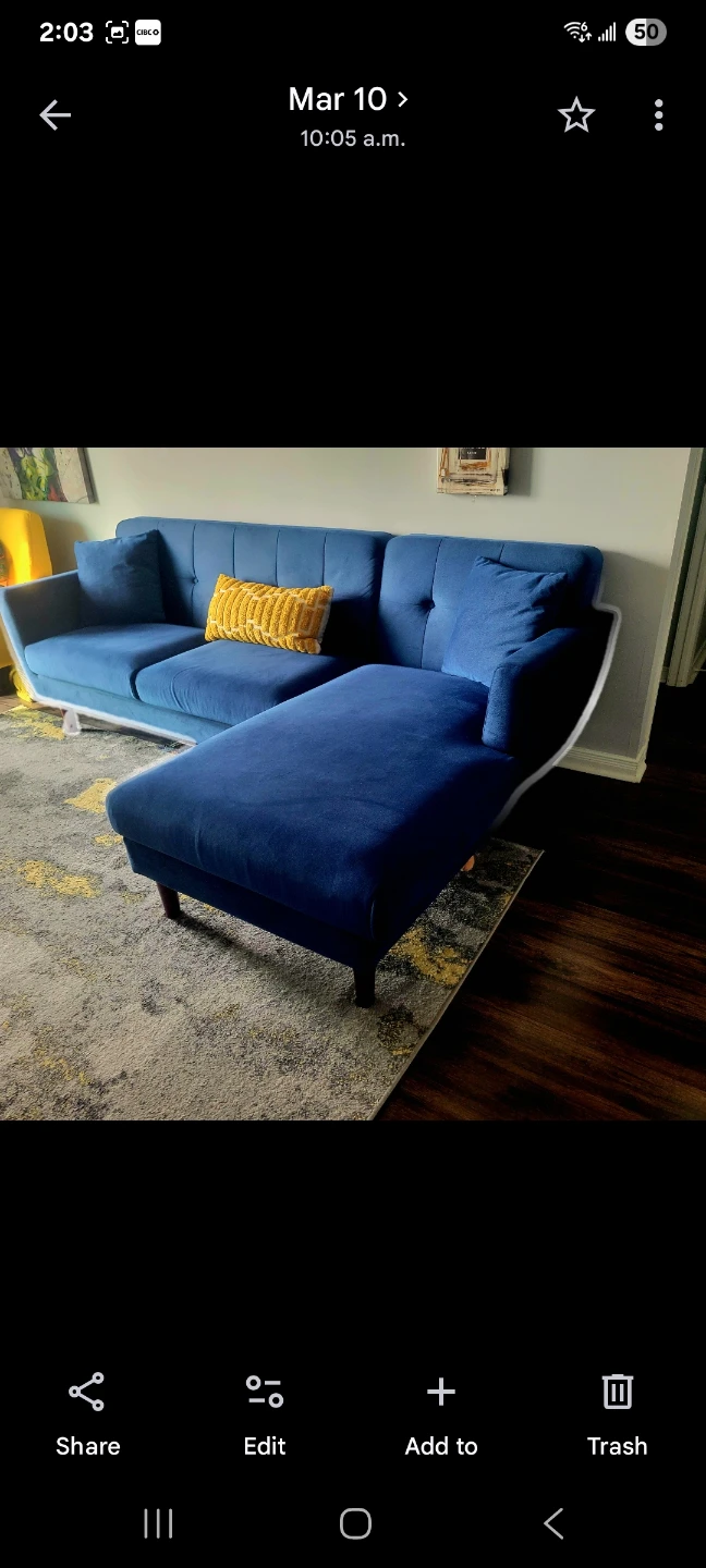 Blue Sectional Sofa with Chaise
