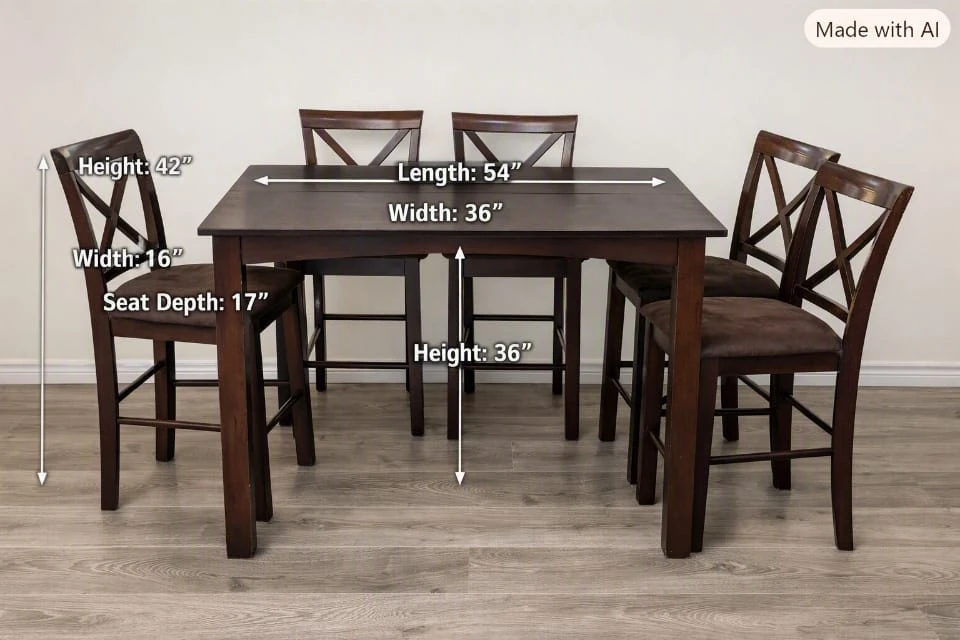 Dark brown 5-piece counter-height dining set