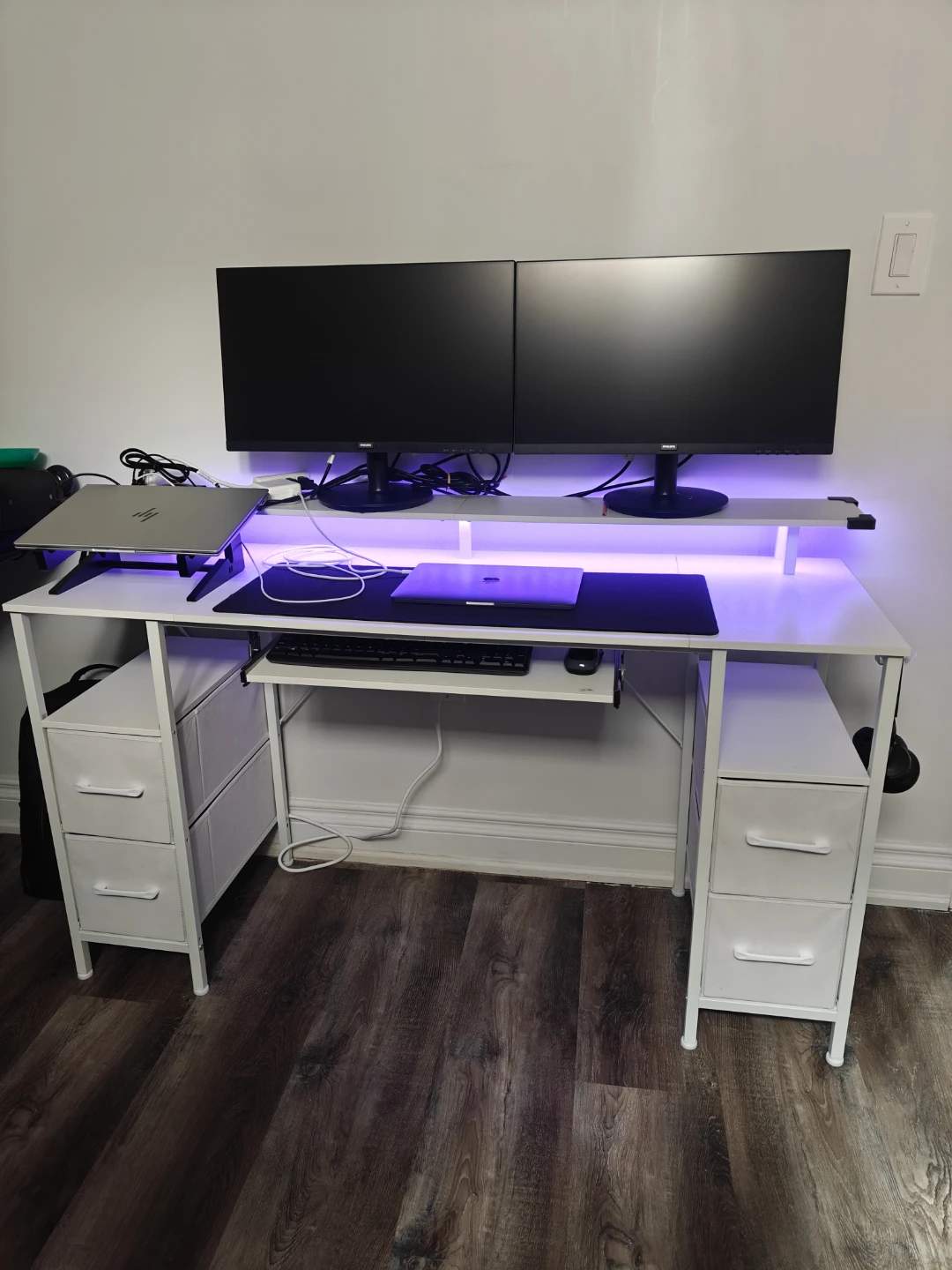 Seventable Computer Desk 47.2" with LED Lights and Power Outlets - photo 4