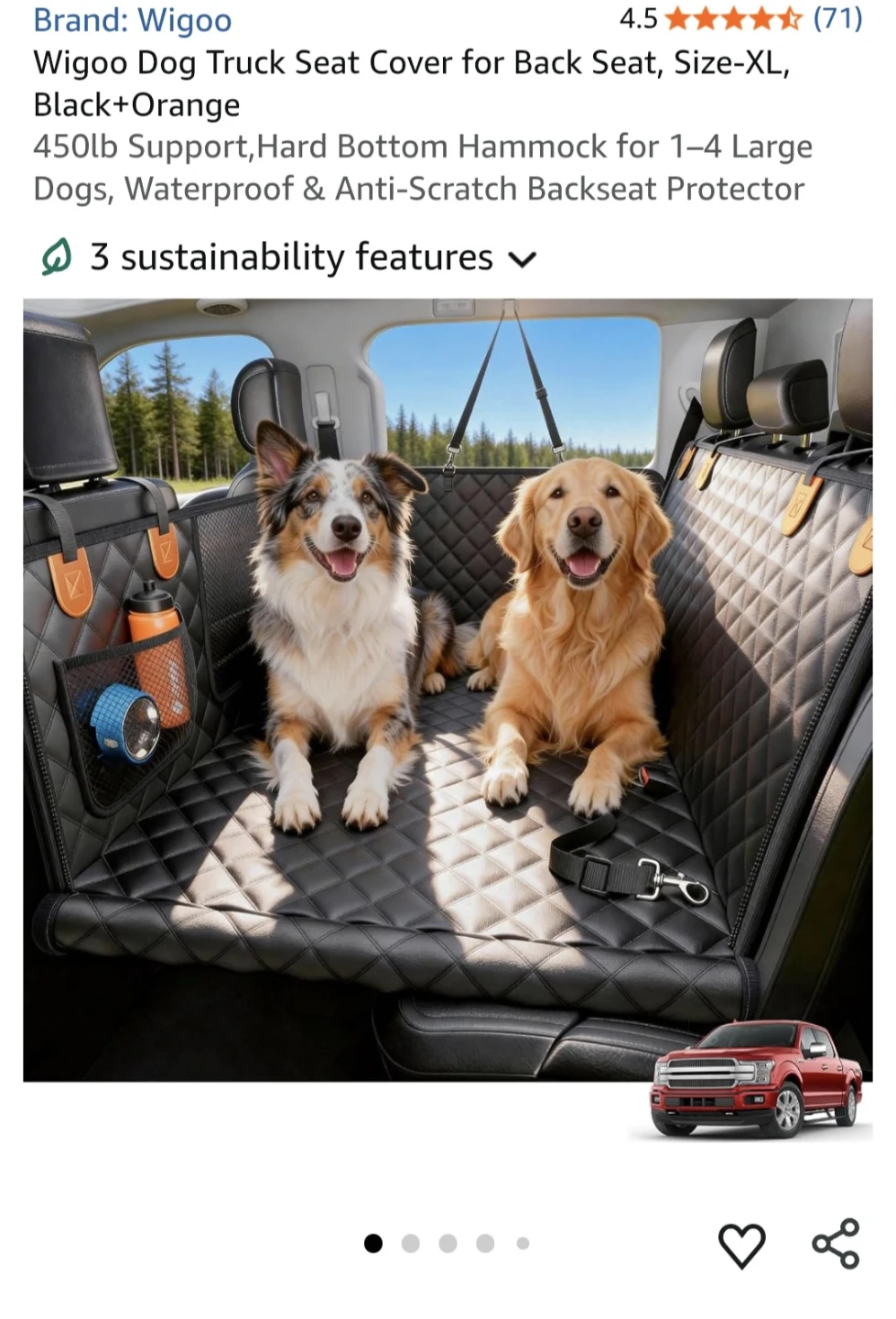 Wigoo Dog Truck Seat Cover XL