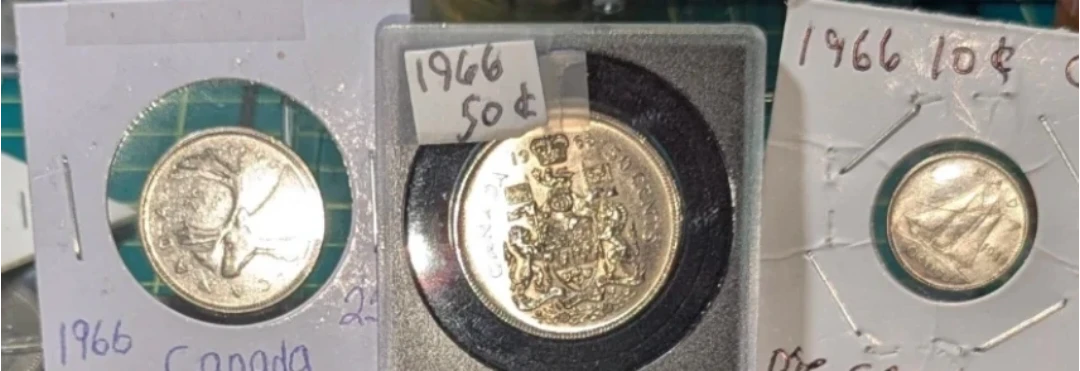 80% silver Canadian Coins 1966 50 cent 25 cent 10 cent lot