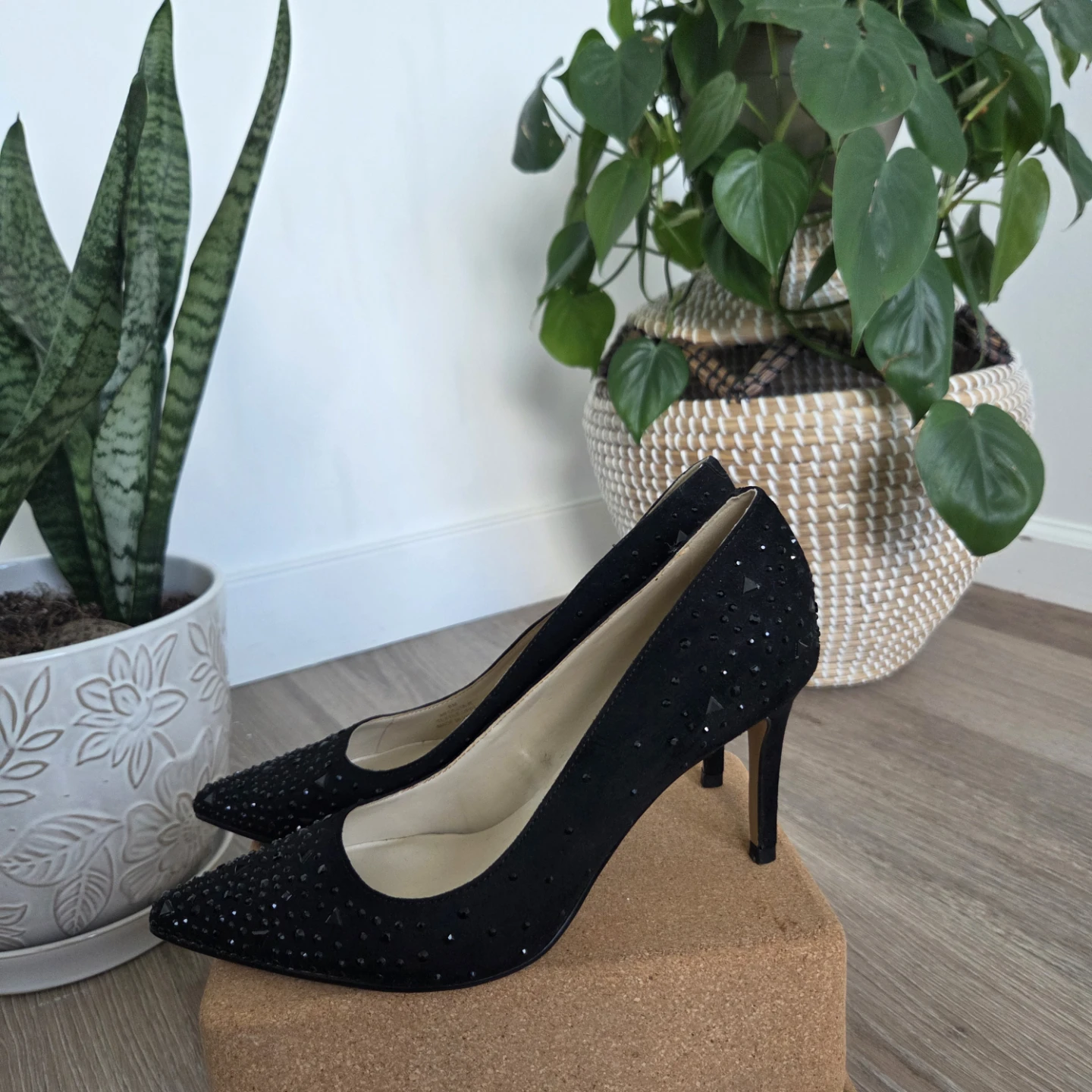 Glittering, stone black Marc Fisher heels