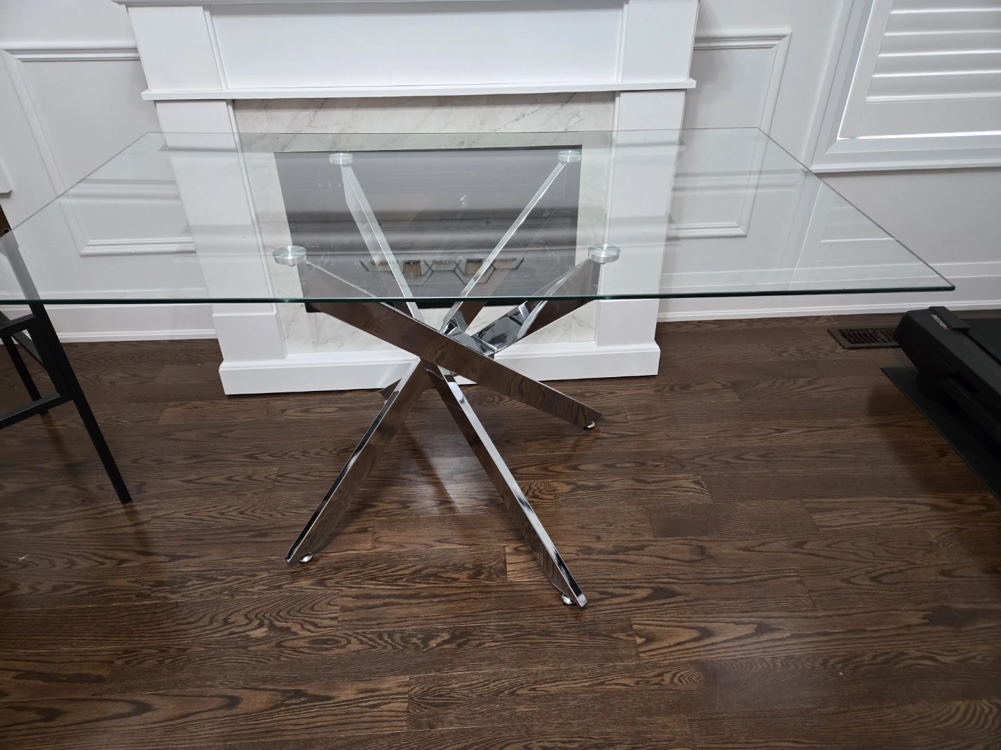 Glass Dining Table with Chrome Base