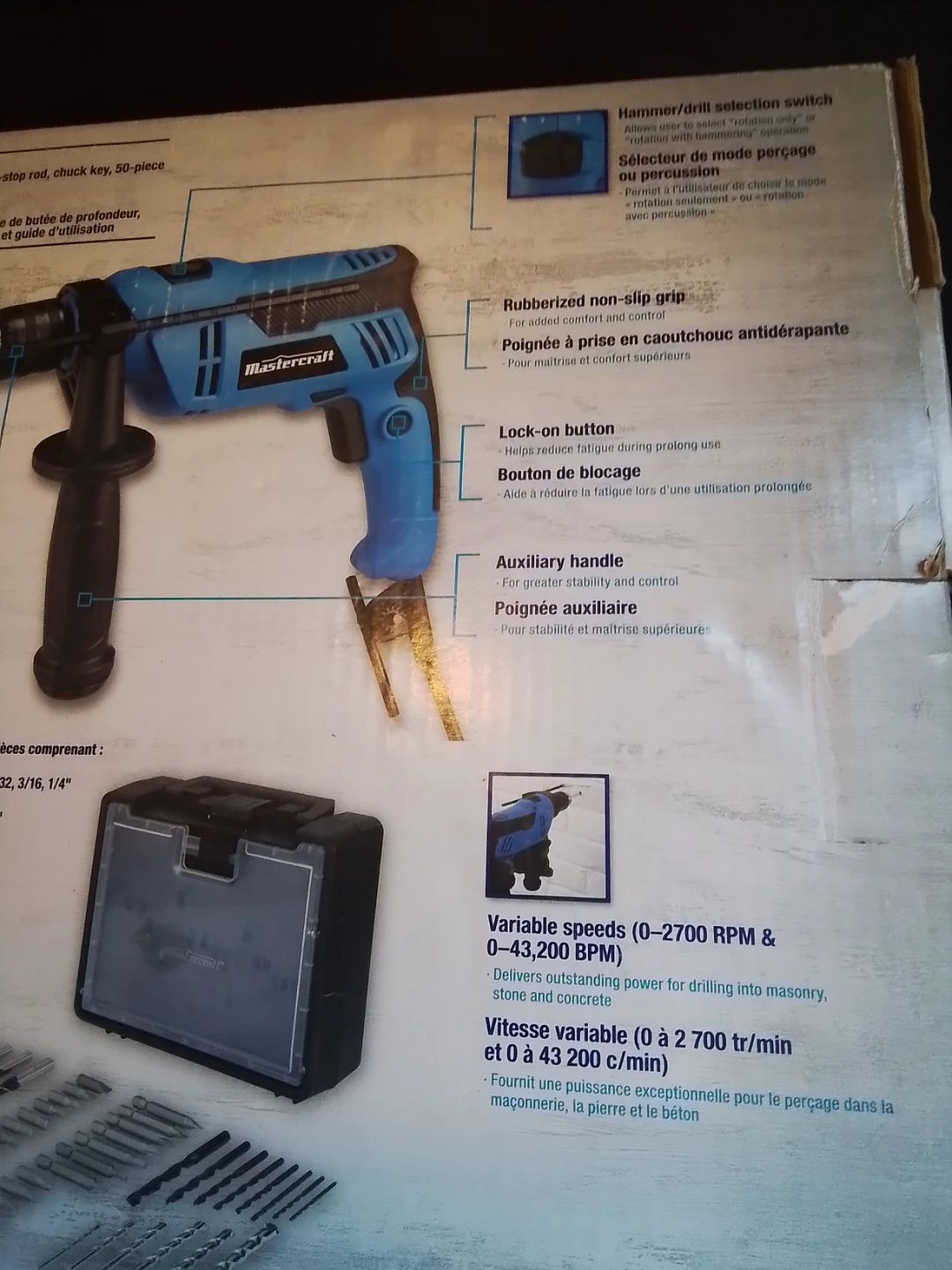 Mastercraft Corded Hammer Drill with 50-Piece Accessory Kit - photo 5