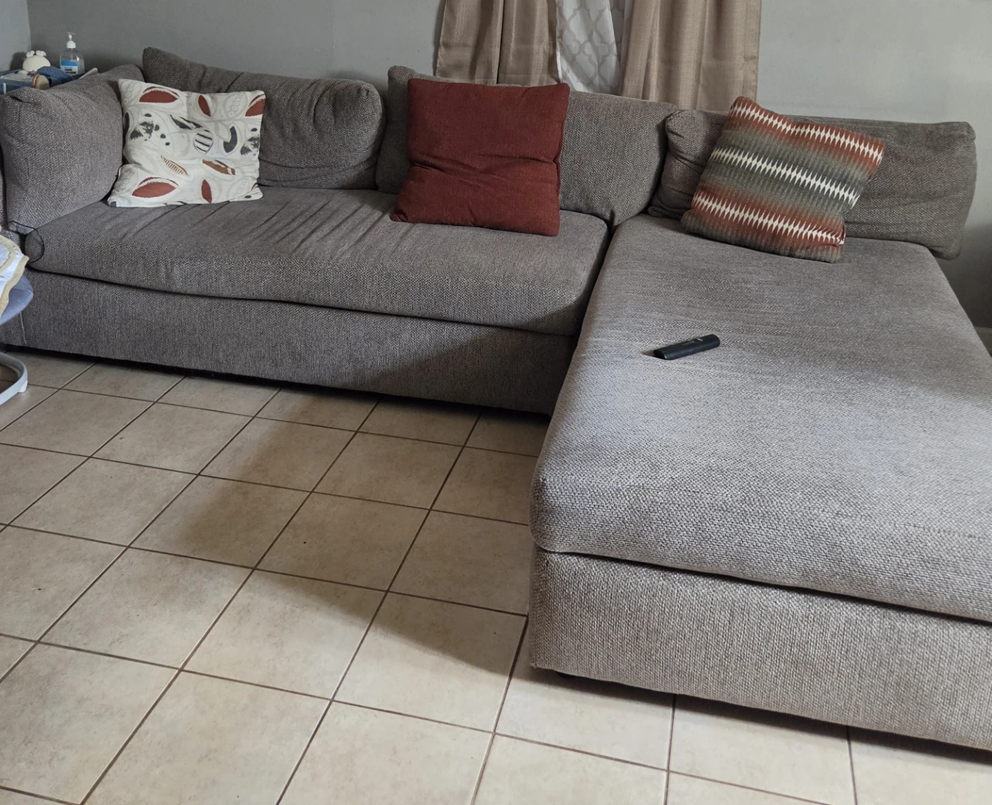 Beige Sectional Sofa with Chaise