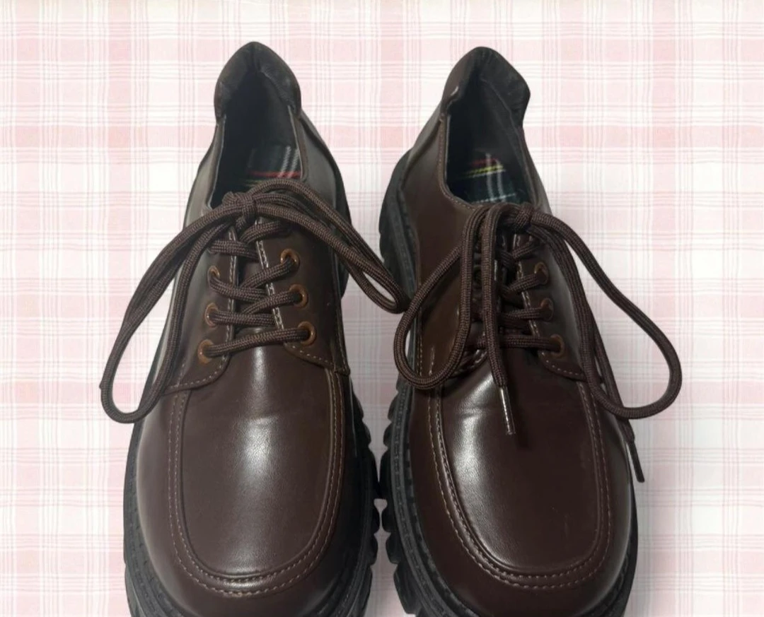 Brown Chunky Platform Lace-Up Shoes
