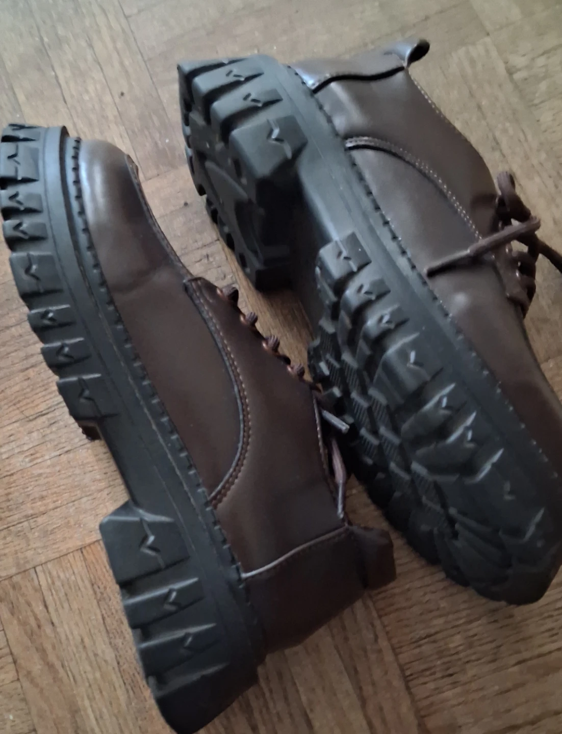 Brown Chunky Platform Lace-Up Shoes - photo 2