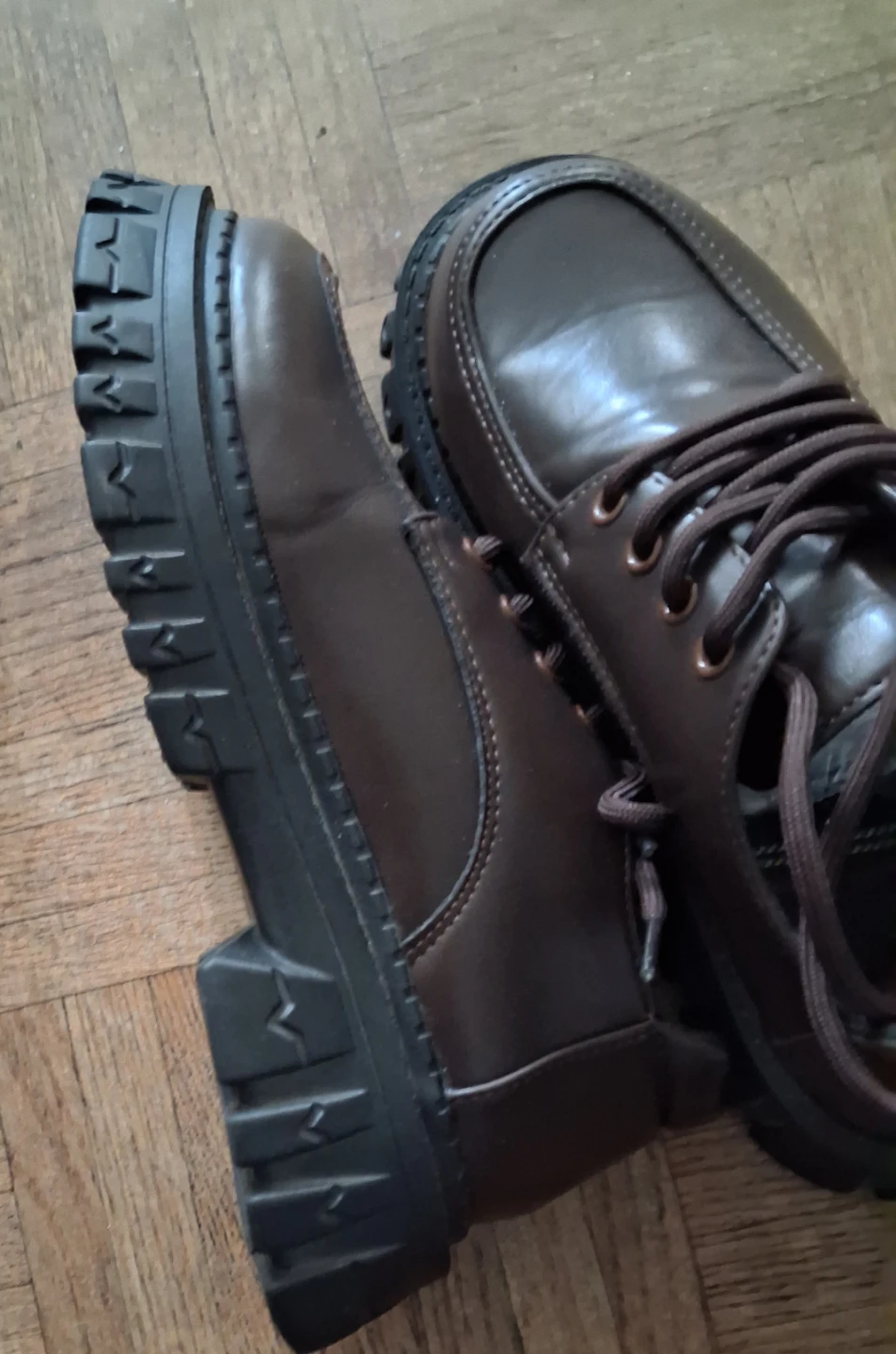 Brown Chunky Platform Lace-Up Shoes - photo 5