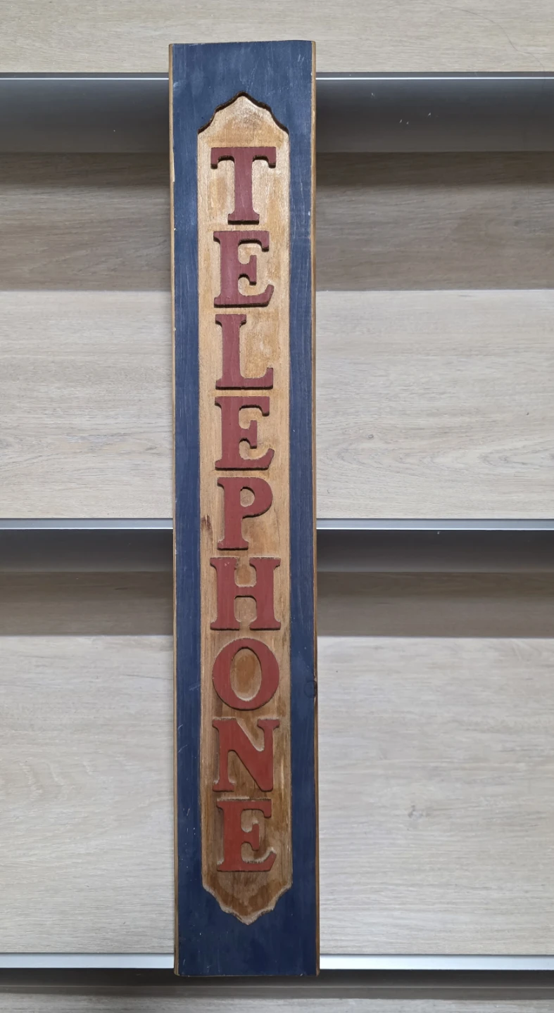 Vintage Wooden "TELEPHONE" Sign