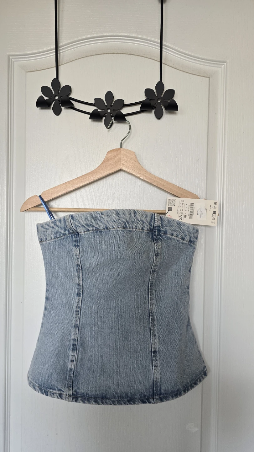 Zara Denim Corset Top XS