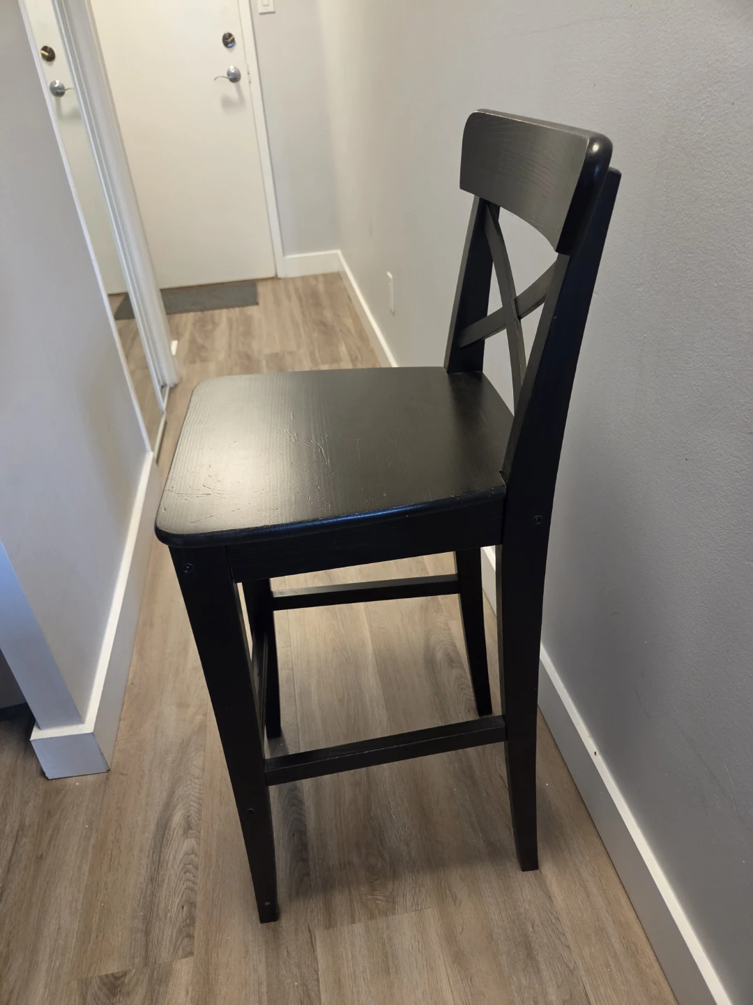 Black Wooden Bar Stool - photo 2