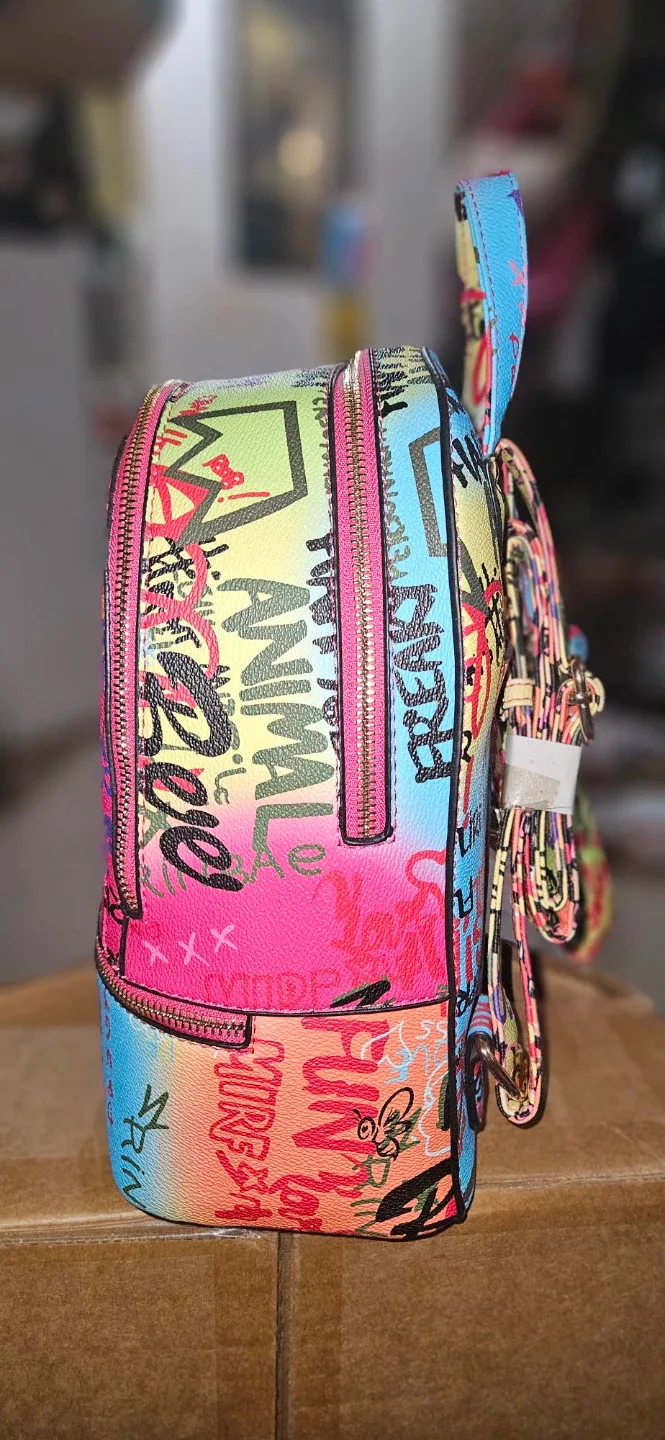 Graffiti Print Backpack With Matching Wristlet - photo 2