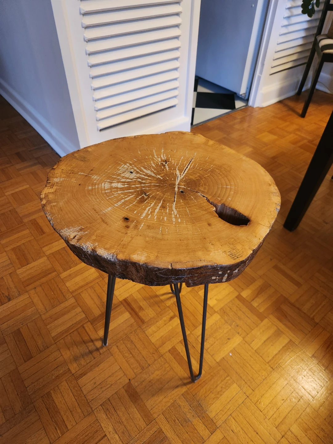 Live Edge Wood Side Table with Metal Haripin Legs