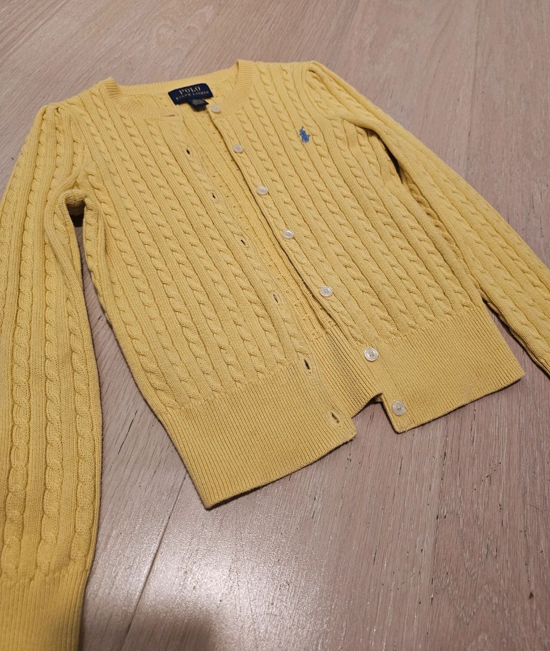 Kidd Polo Ralph Lauren Cable Knit Cardigan - Yellow - Size 6