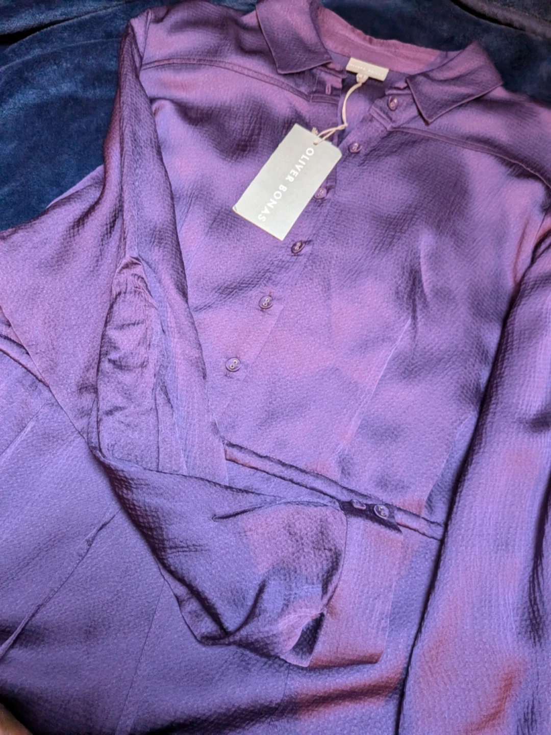 Oliver Bonas Purple Satin Mini Dress - Size 12 - photo 5
