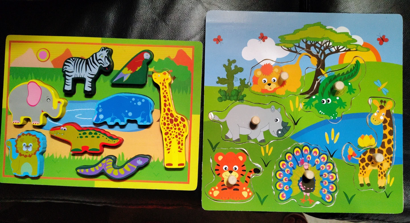 Wooden Animal Peg Puzzles (2-Pack)