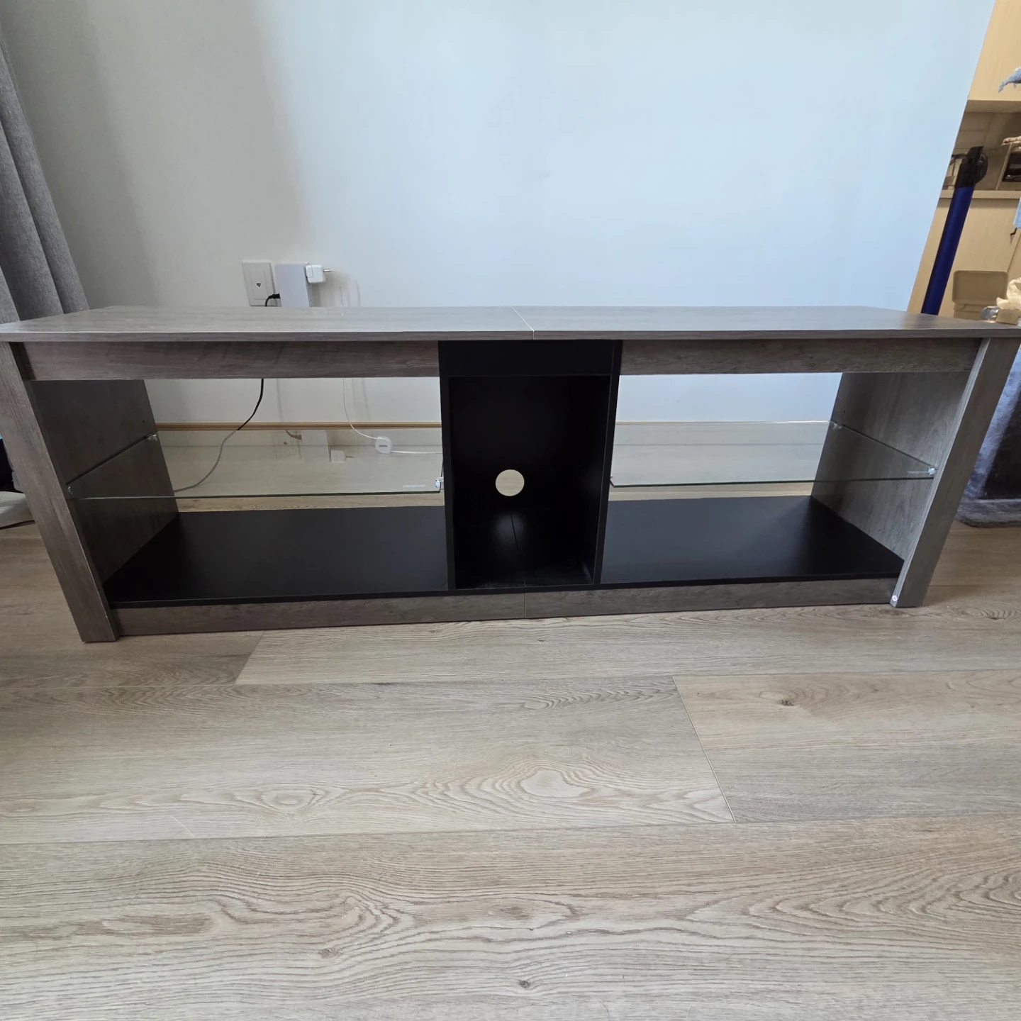 TV Stand with Glass Shelves