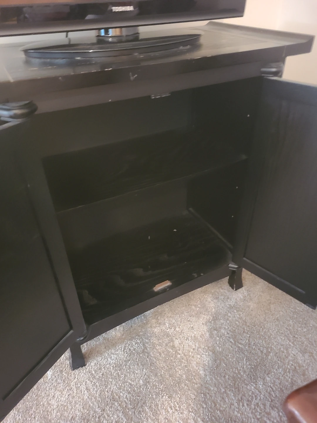 Black Two-Door Cabinet with Brass Round Pull - photo 2