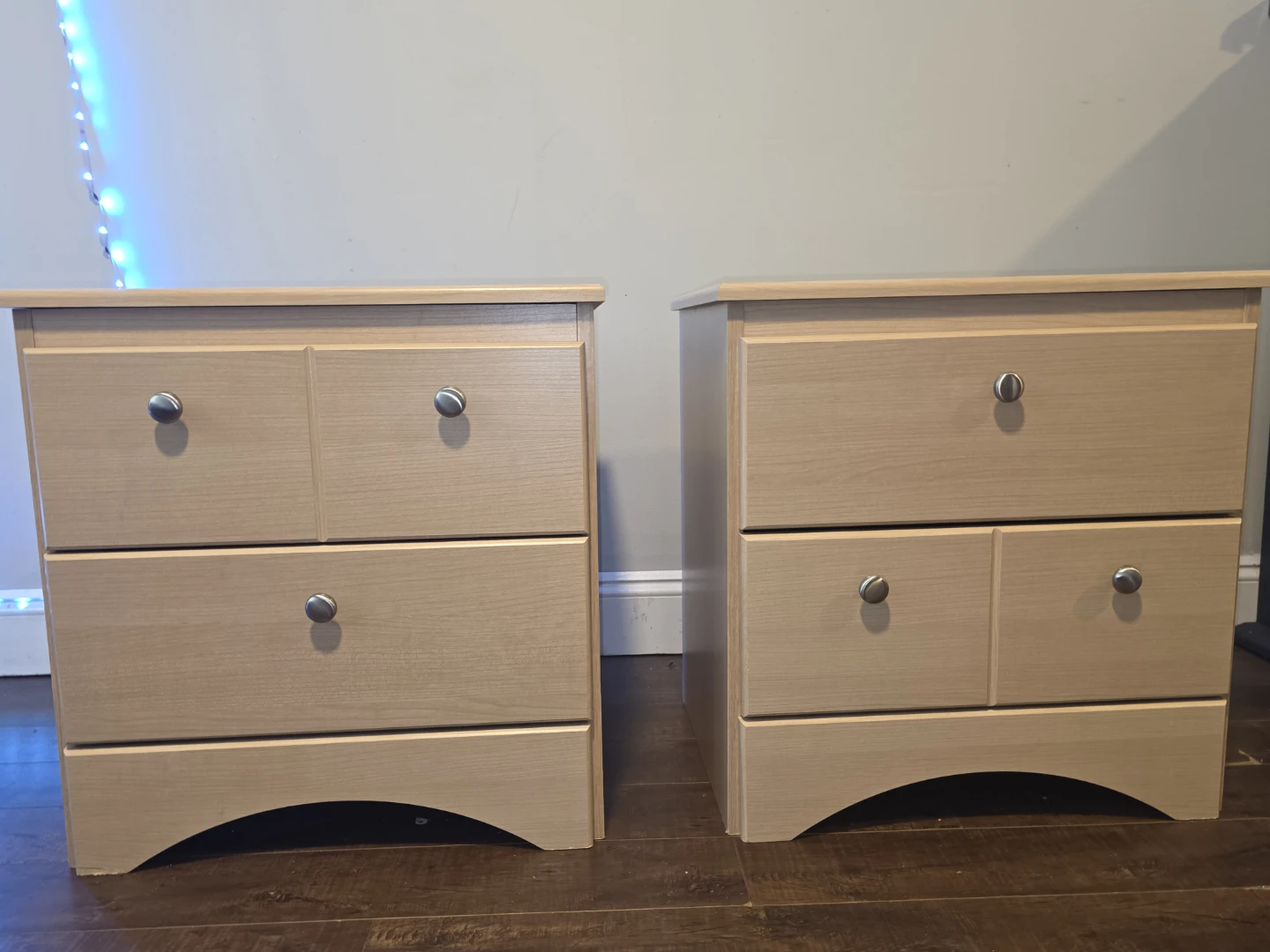 Two Light Wood Nightstands