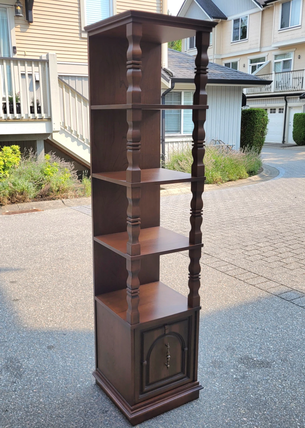 Beautiful Vintage Wooden Etagere Tower Shelf w/ Lower Cabinet. - photo 2
