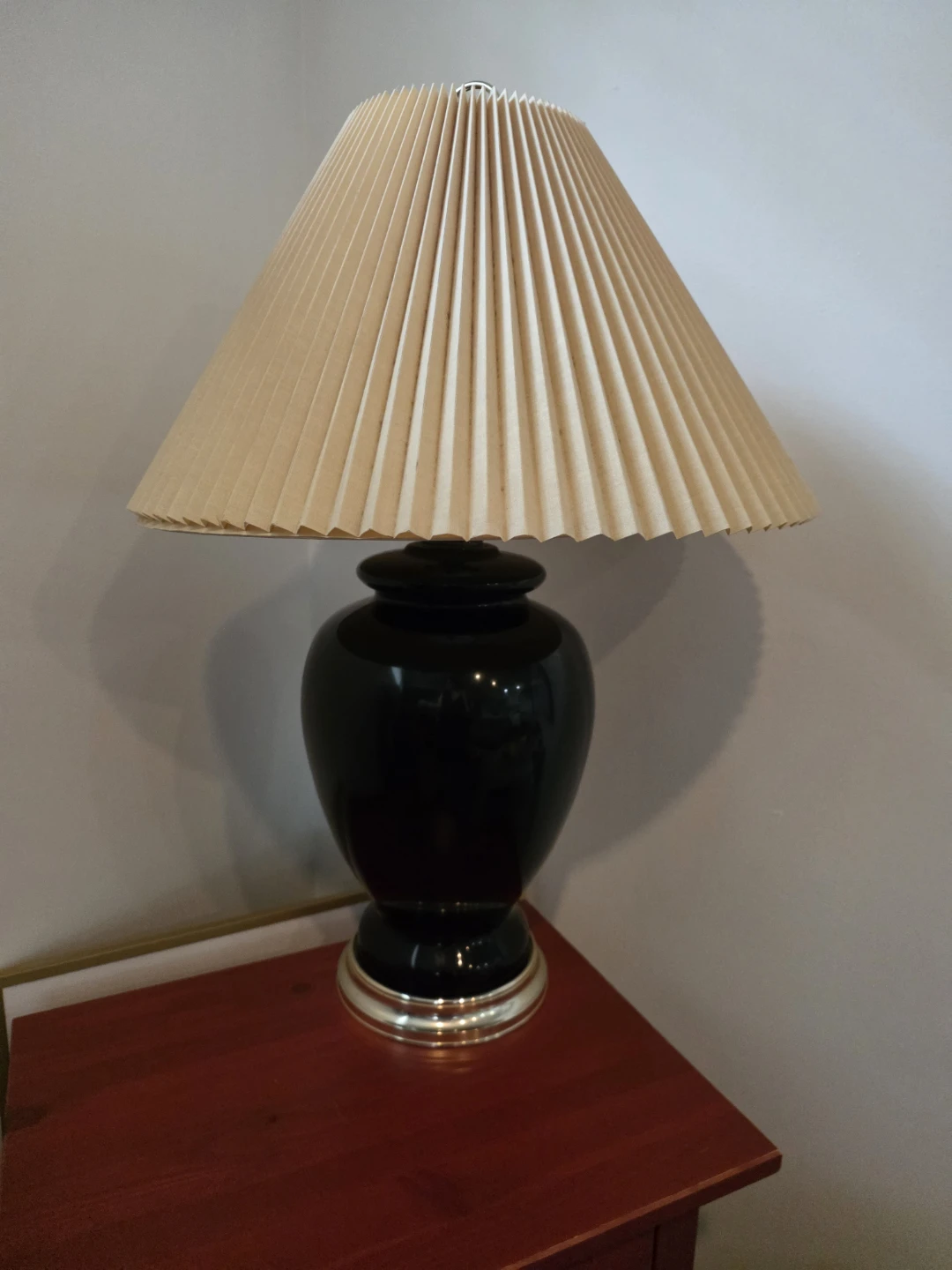 Black Table Lamp with Pleated Shade - photo 2