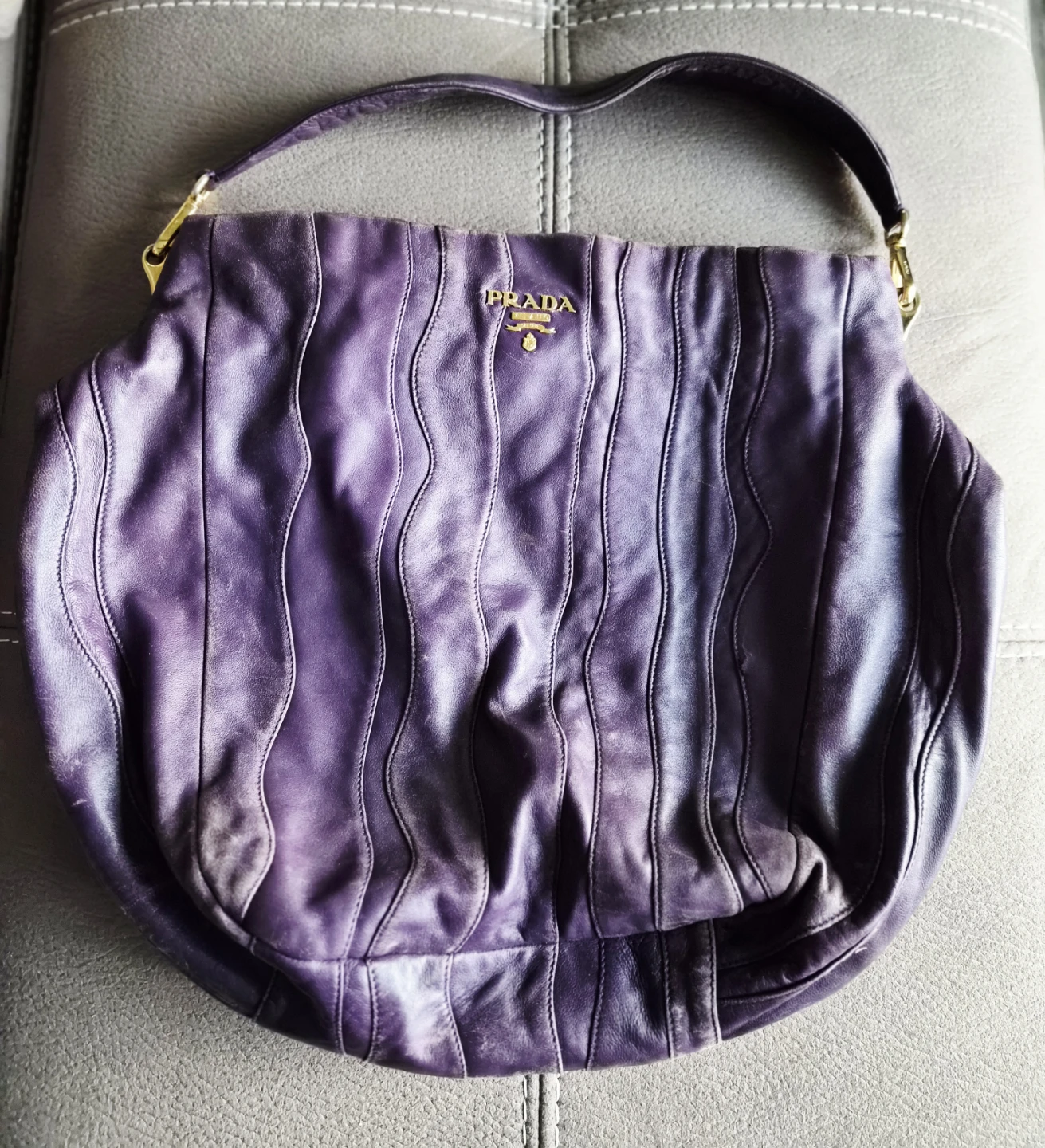 Purple Leather Prada Shoulder Bag