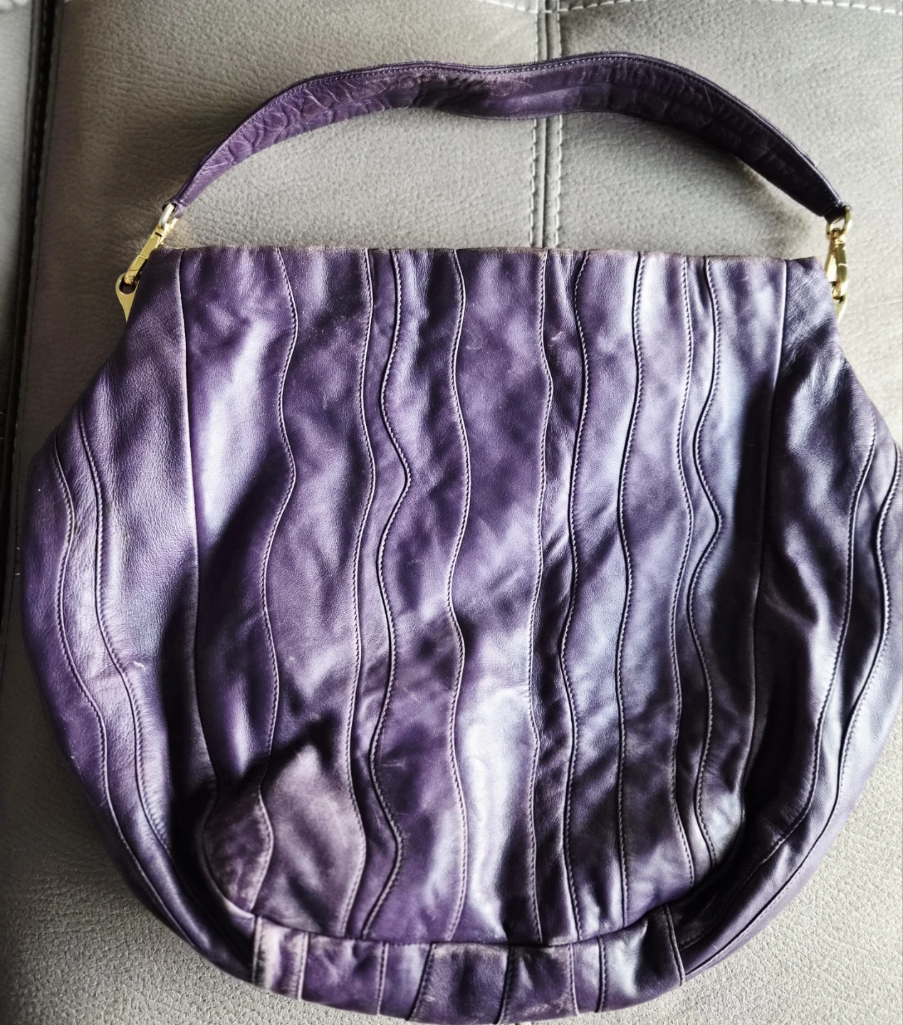 Purple Leather Prada Shoulder Bag - photo 2
