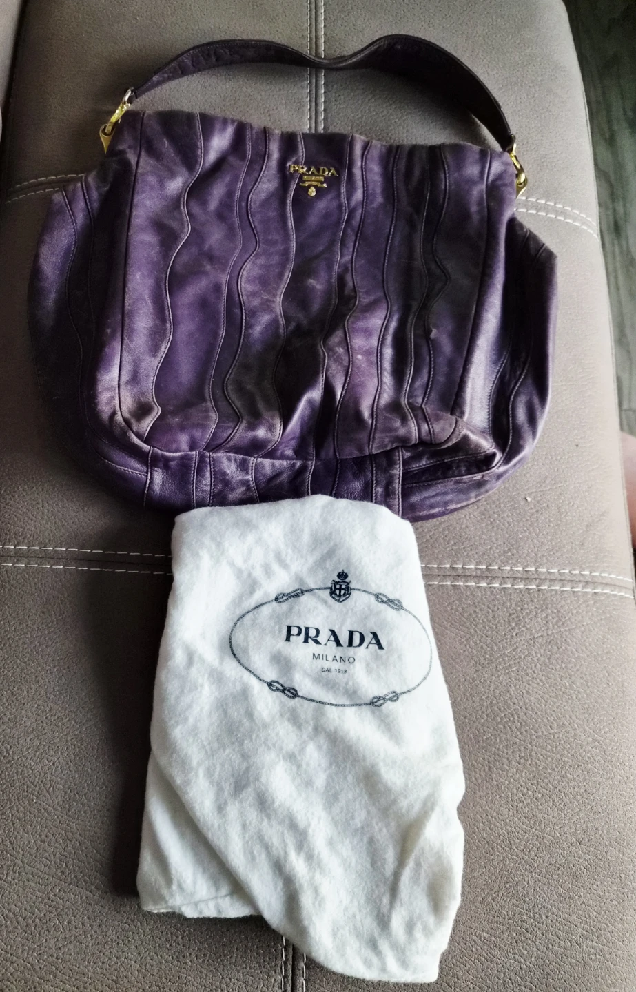 Purple Leather Prada Shoulder Bag - photo 3