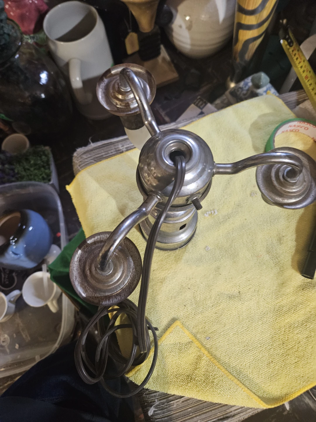 Vintage 3-Light Chandelier Lamp Fixture - photo 5