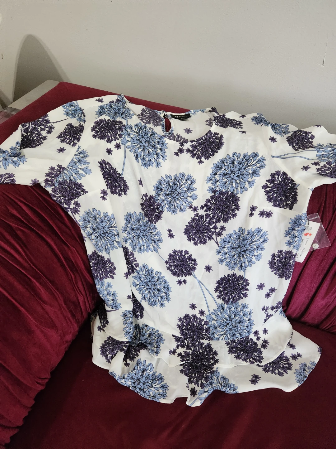 White Floral Print Blouse