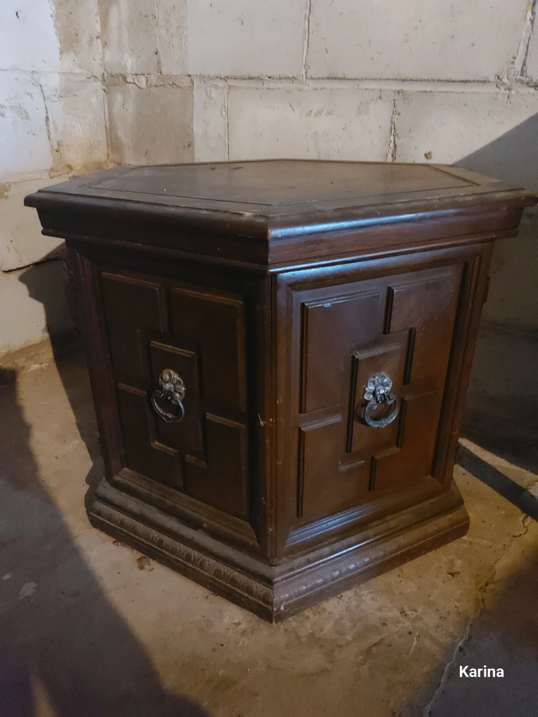 Vintage Hexagonal Pedestal Table