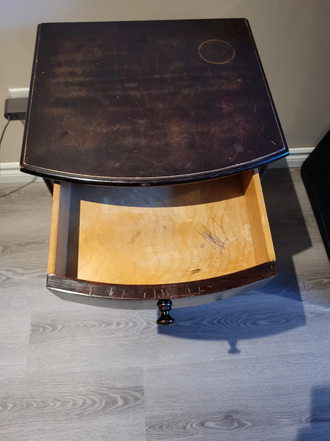 Vintage Wooden Side Table with Drawer - photo 3