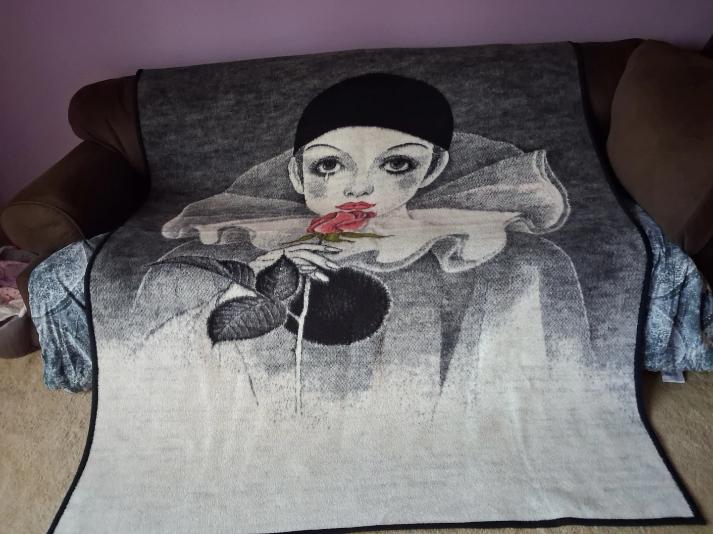 Clown Portrait Blanket Throw