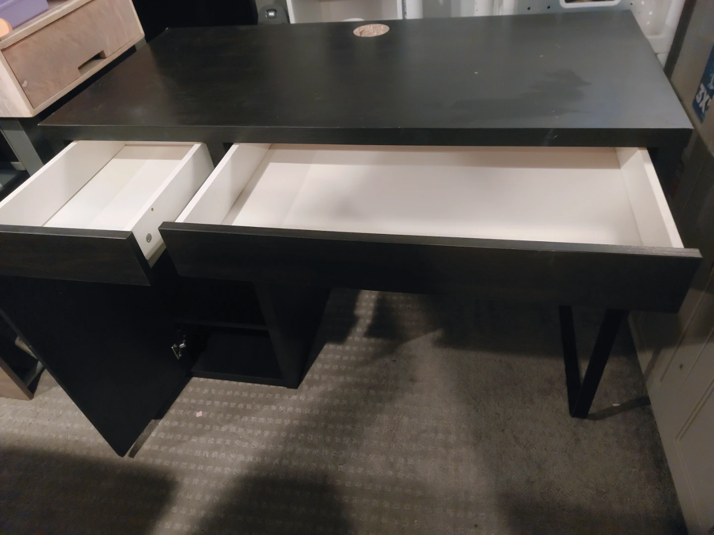 Dark Wood Desk with Drawers and Cabinet - photo 3