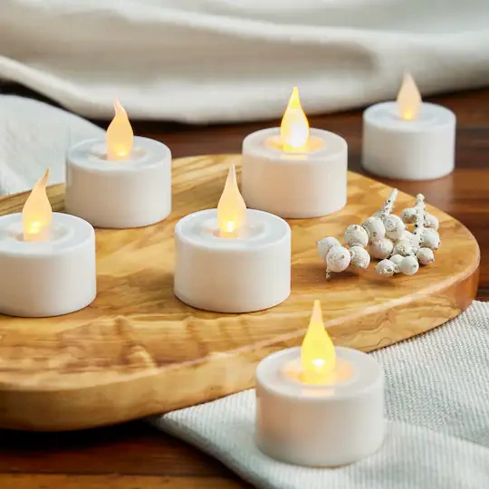 6 Flameless Wax Pillar Candles with 6 Flameless Tea Lights - photo 3