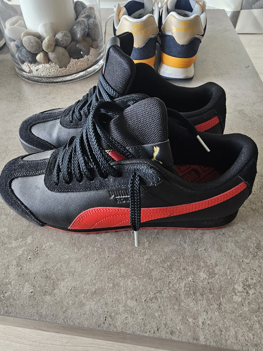 Puma Black & Red Suede Sneakers