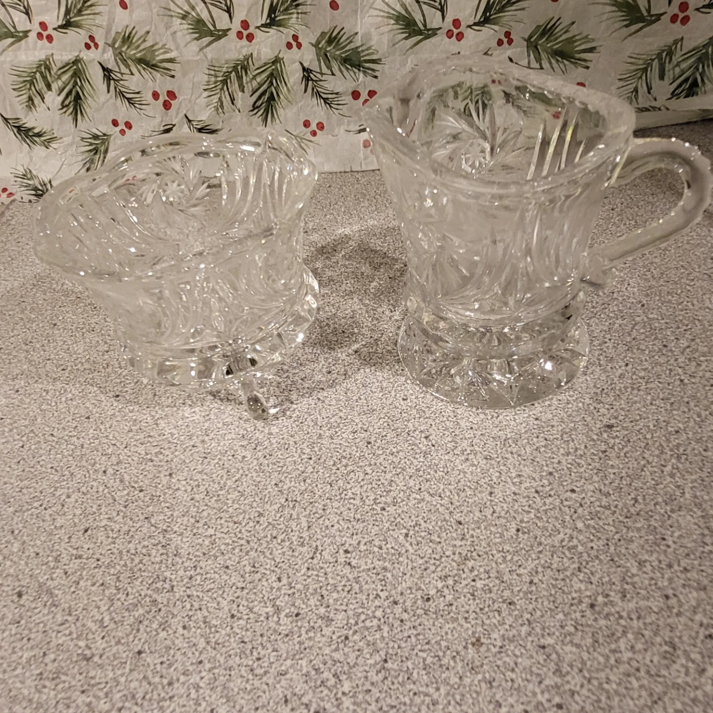 Crystal Sugar Bowl and Creamer Set