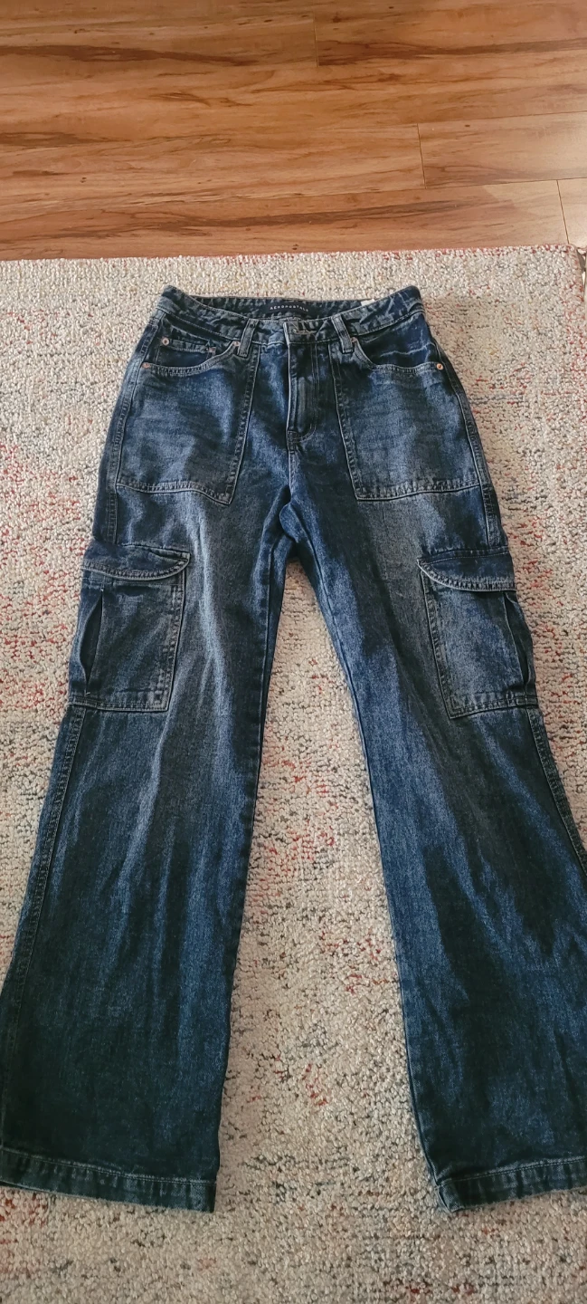 Aéropostale High Rise Wide Leg Cargo Jeans
