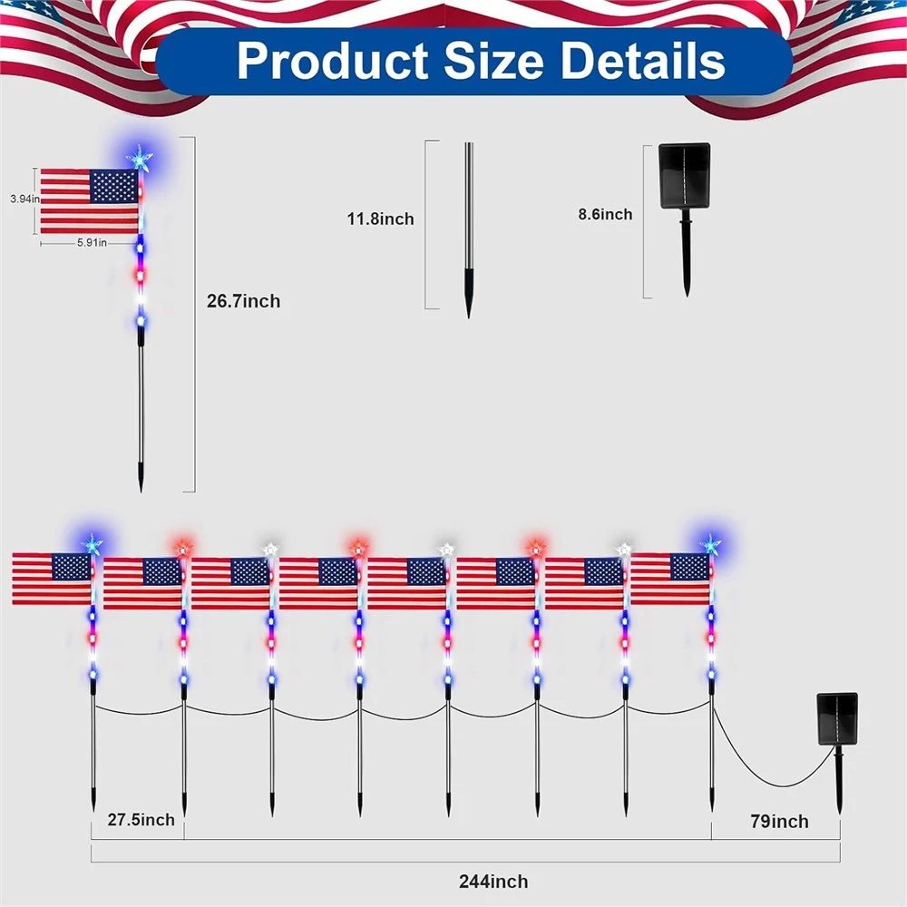 8-Pack Patriotic Flag Solar Lights - photo 3
