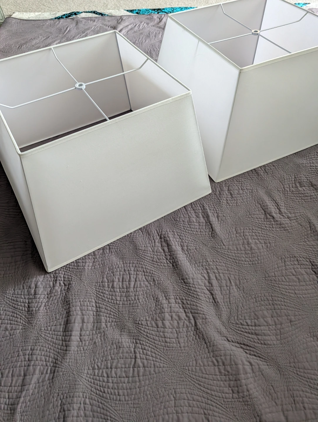 Two White Square Lampshades